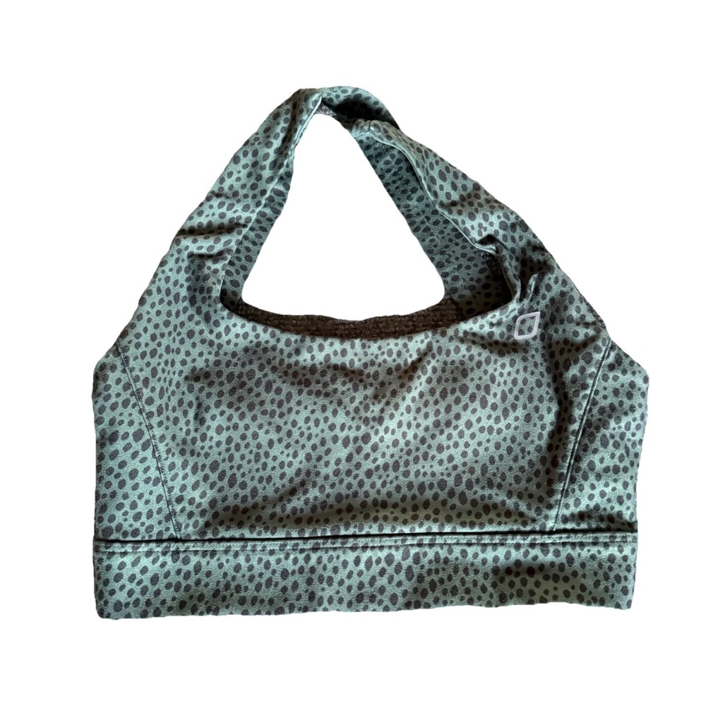 Lorna Jane Sports Bra M Full Cover Leopard Strappy Athletic Yoga‎ Seamless Green